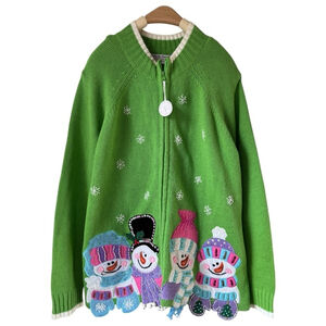 Vintage 🎄🎅☃️ Ugly Christmas Sweater Snowman Cardigan